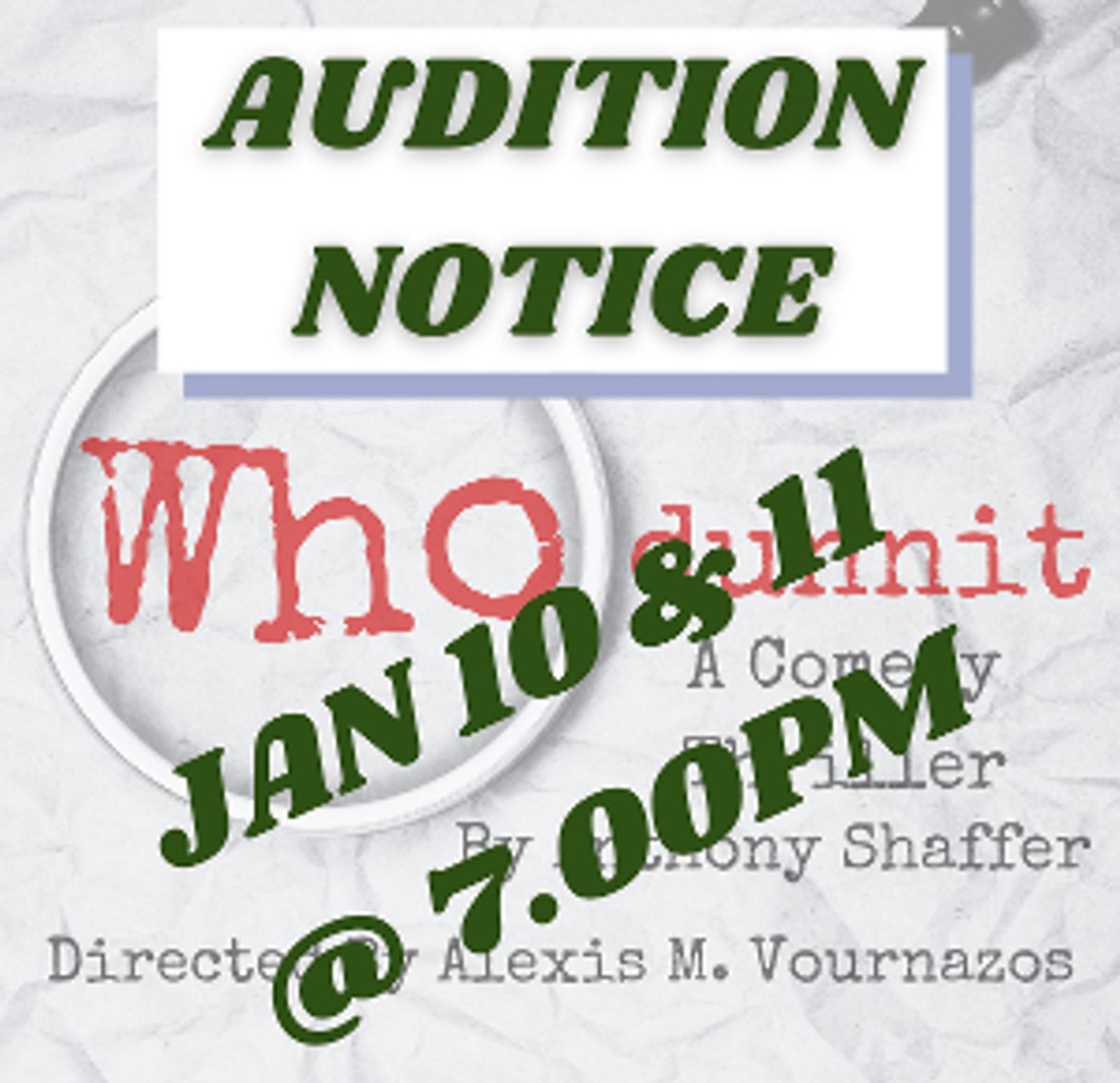 The Sherman Playhouse Holds Auditions for WHODUNNIT, January 10-11  Image