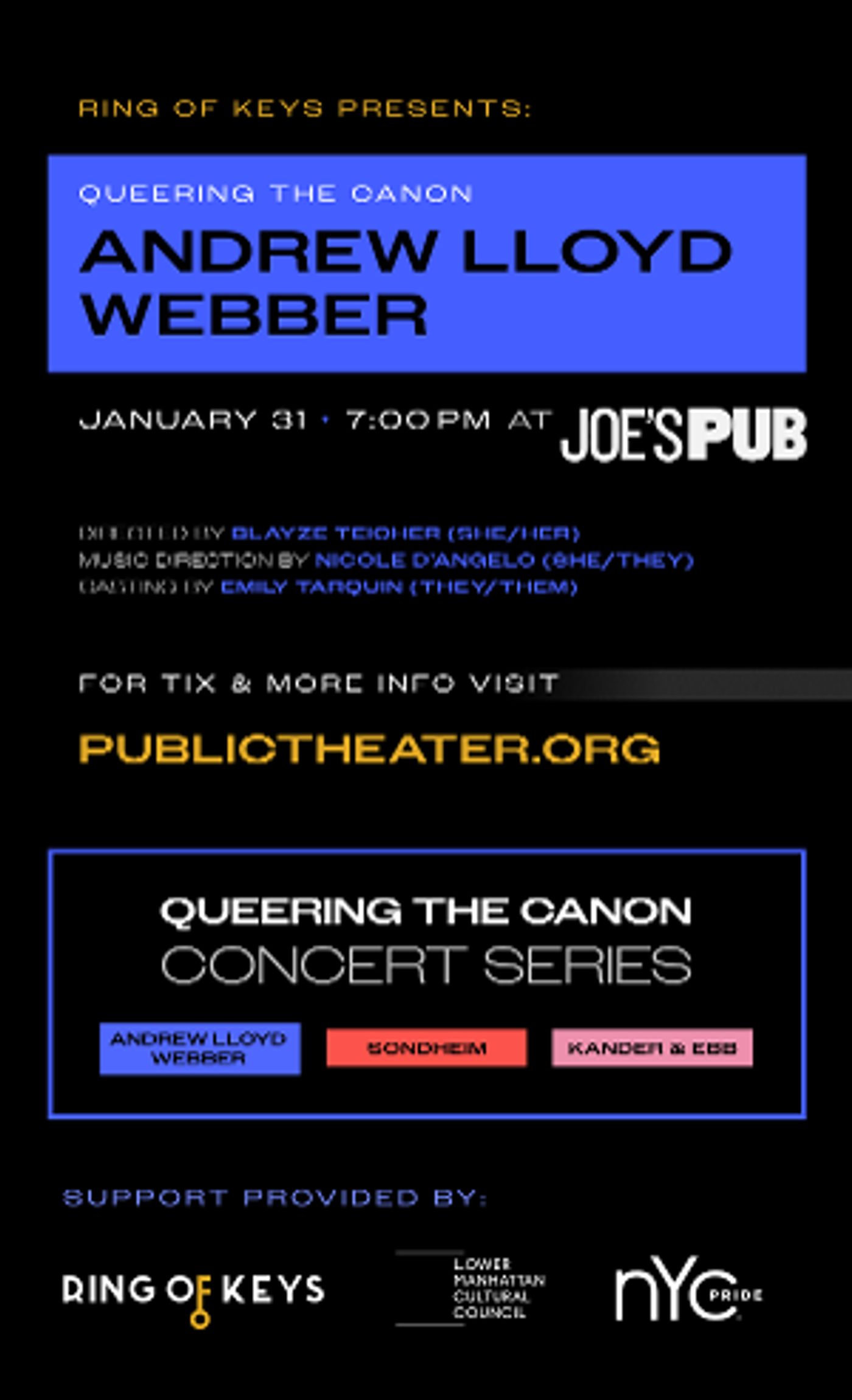 Casting Announced for QUEERING THE CANON: ANDREW LLOYD WEBBER  Image