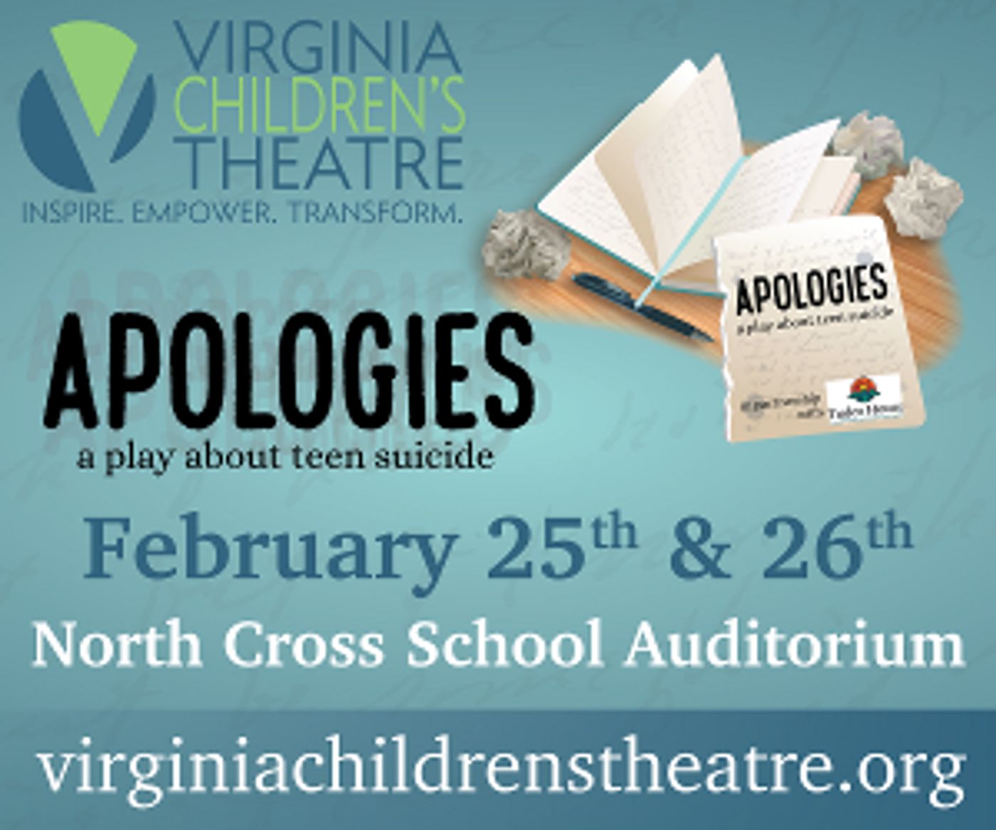 Virginia Children's Theatre Tackles Teen Suicide With APOLOGIES  Image