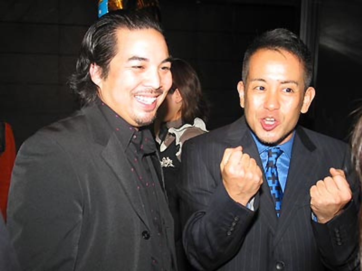 Evan DÃ¢â‚¬â„¢Angeles (left), Amon Miyamoto (right). Photo Ã‚Â© Leah Wiste. at Pacific Overture - An Evening with Amon Miyamoto, Stephen Sondheim & John Weidman