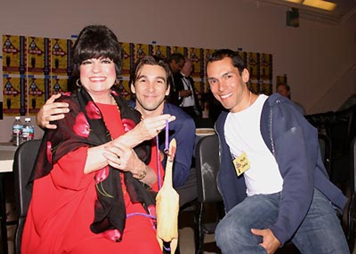 Jo Anne Worley with hot chorus boys Danny Danvos and Vincent Zamora  at 