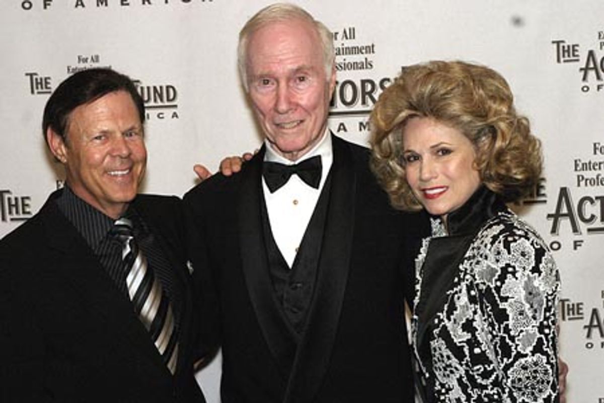 Veteran film and theatre executives, Darcie Denkert and Dean Stolber with Roger Berlind (center)  at 