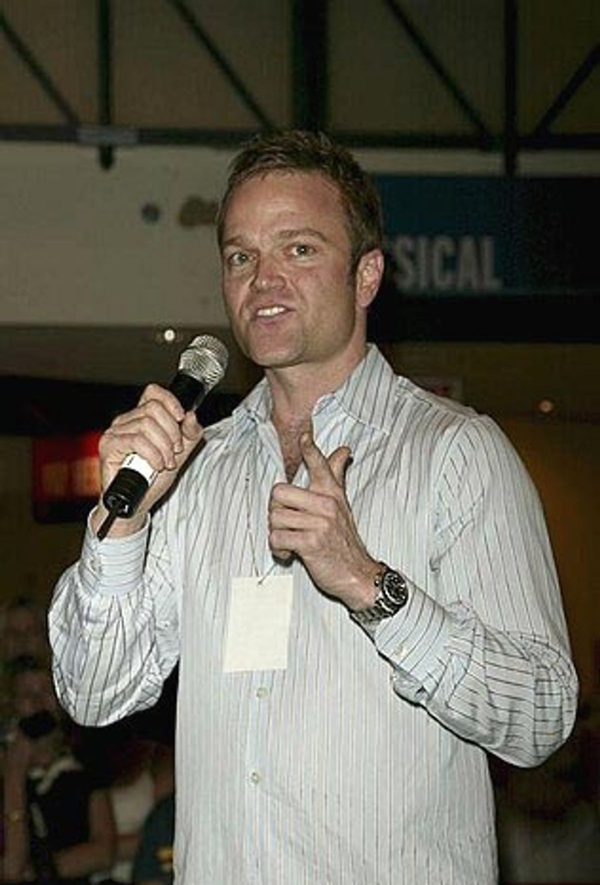 PR Rep Michael Hartman of Barlow Hartman introducing the cast  at 