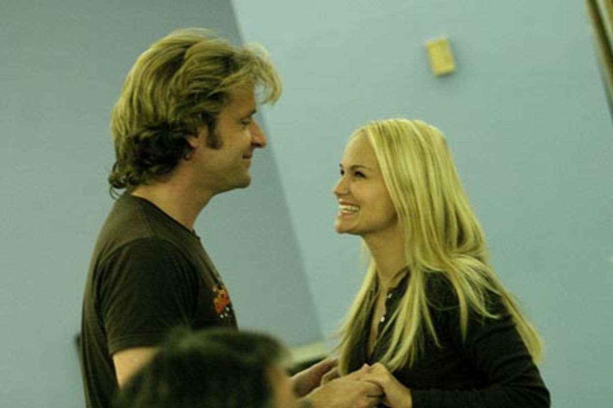 Kristin Chenoweth and Malcolm Gets rehearse a scene from the Encores! production of The Apple Tree. at 