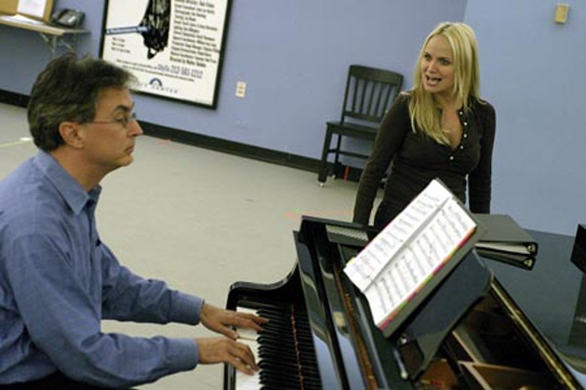 Rob Fisher (at Piano) and Kristin Chenoweth in rehearsals for the Encores! production of The Apple Tree. at 