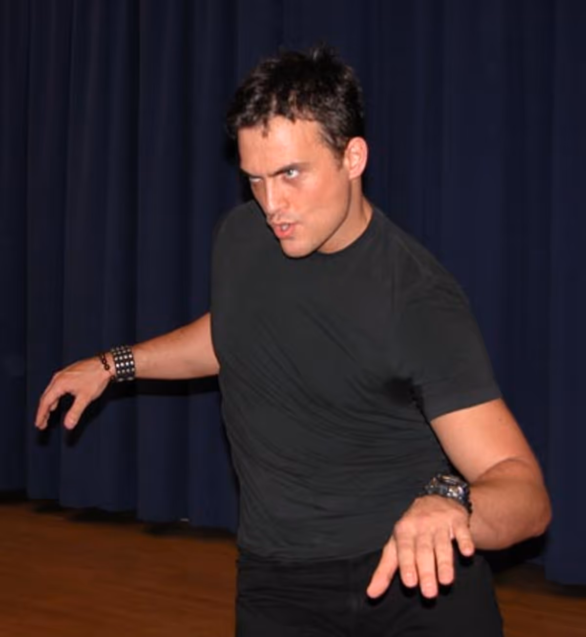 Trying out one of 'The King's' moves at All Shook Up Press Preview