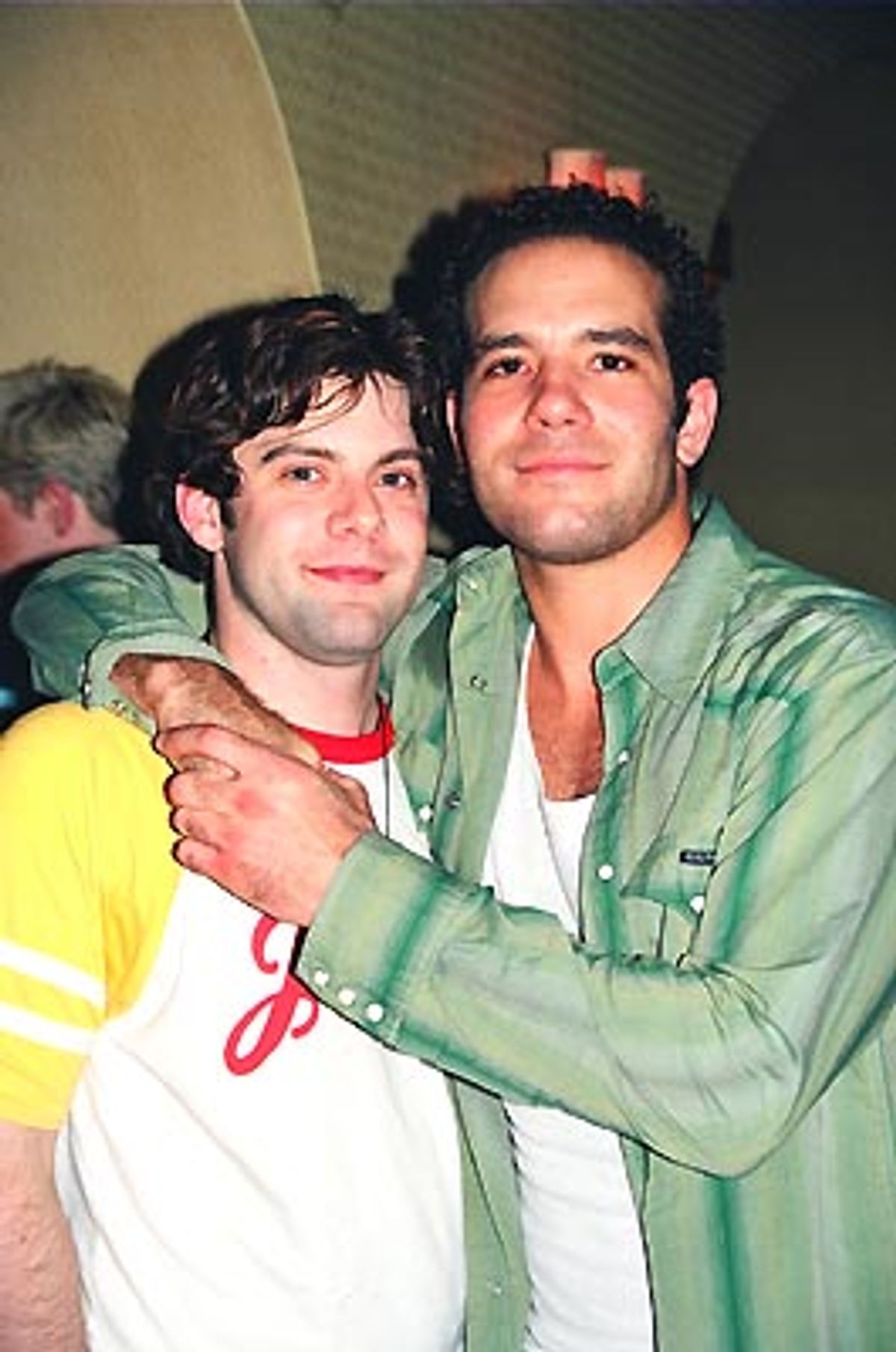 Bare composer Damon Intrabartollo with Aaron Lohr at the after-party at Fez at 