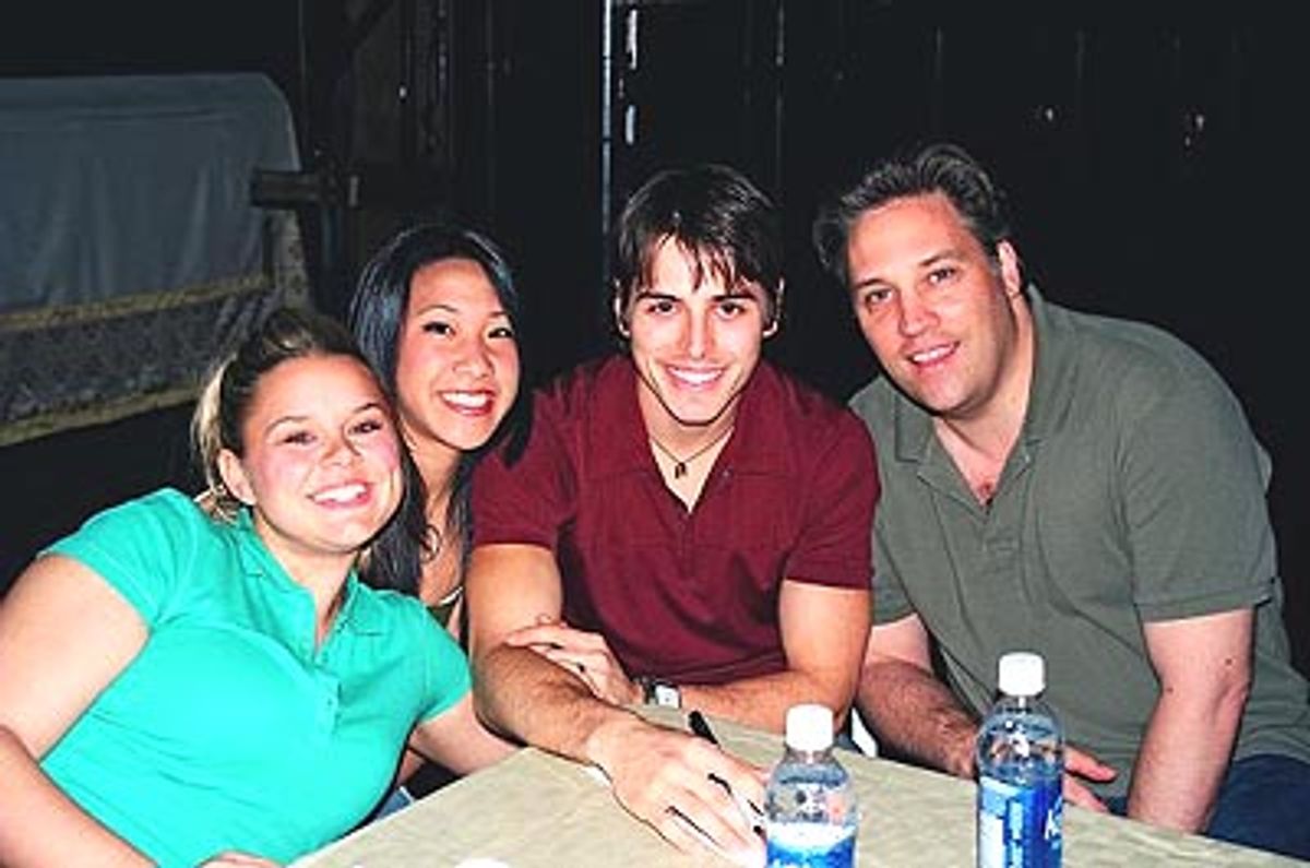 Lindsay Scott (Rory/Partial Swing, Understudy Claire, Nadia),
Kay Trinidad (Diane; Understudy Ivy, Nadia, Claire), Mike Cannon
(Zach: Understudy Jason, Peter) and Jim Price (Priest)  at 