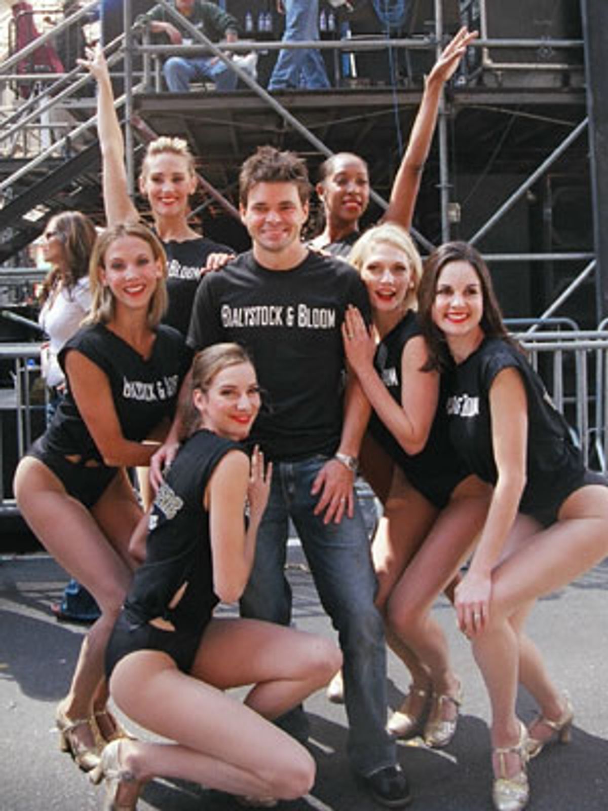 Hunter Foster right at home with the ladies
of The Producers at 