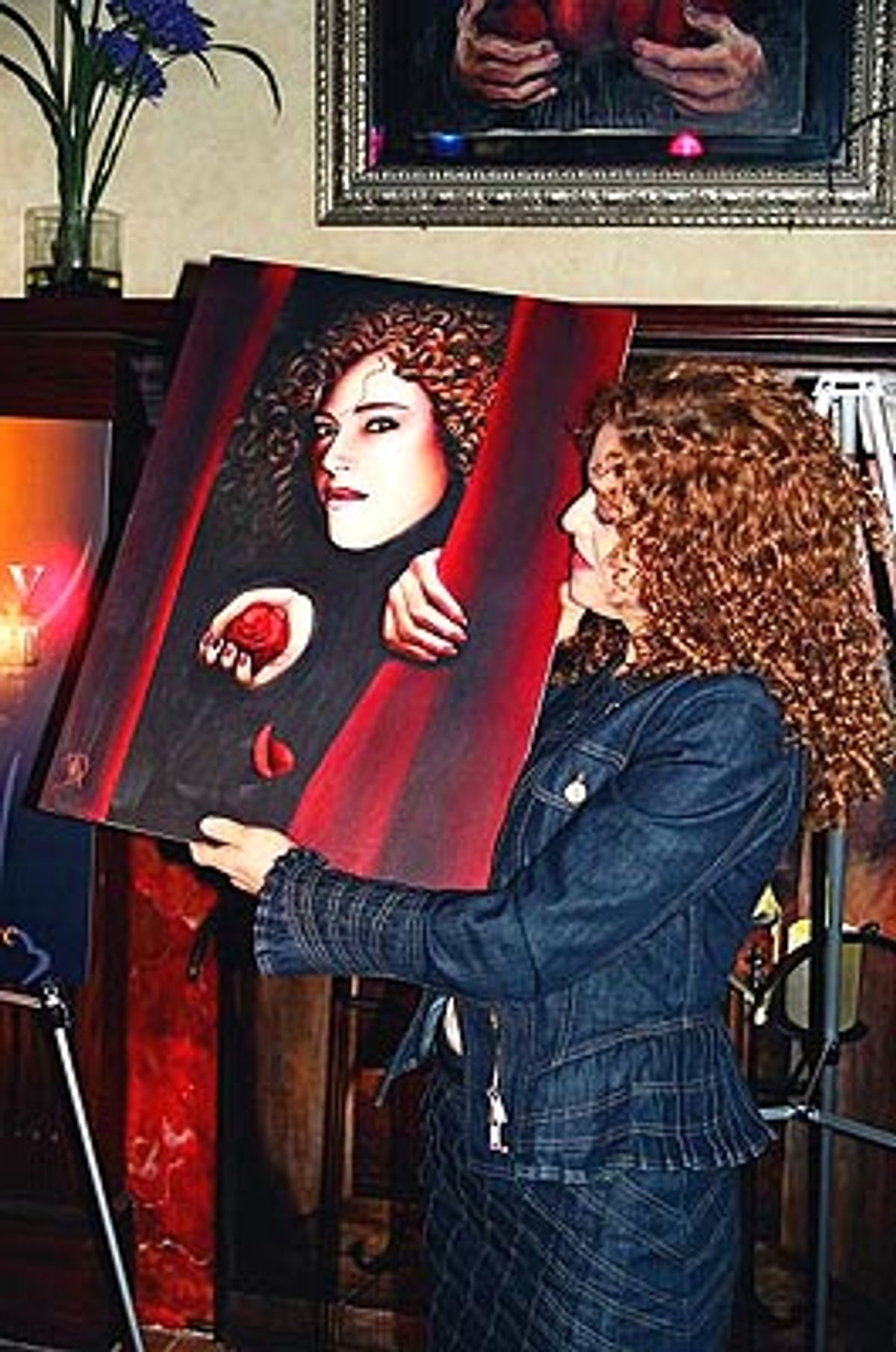 Bernadette shares the painting with the crowd  at 