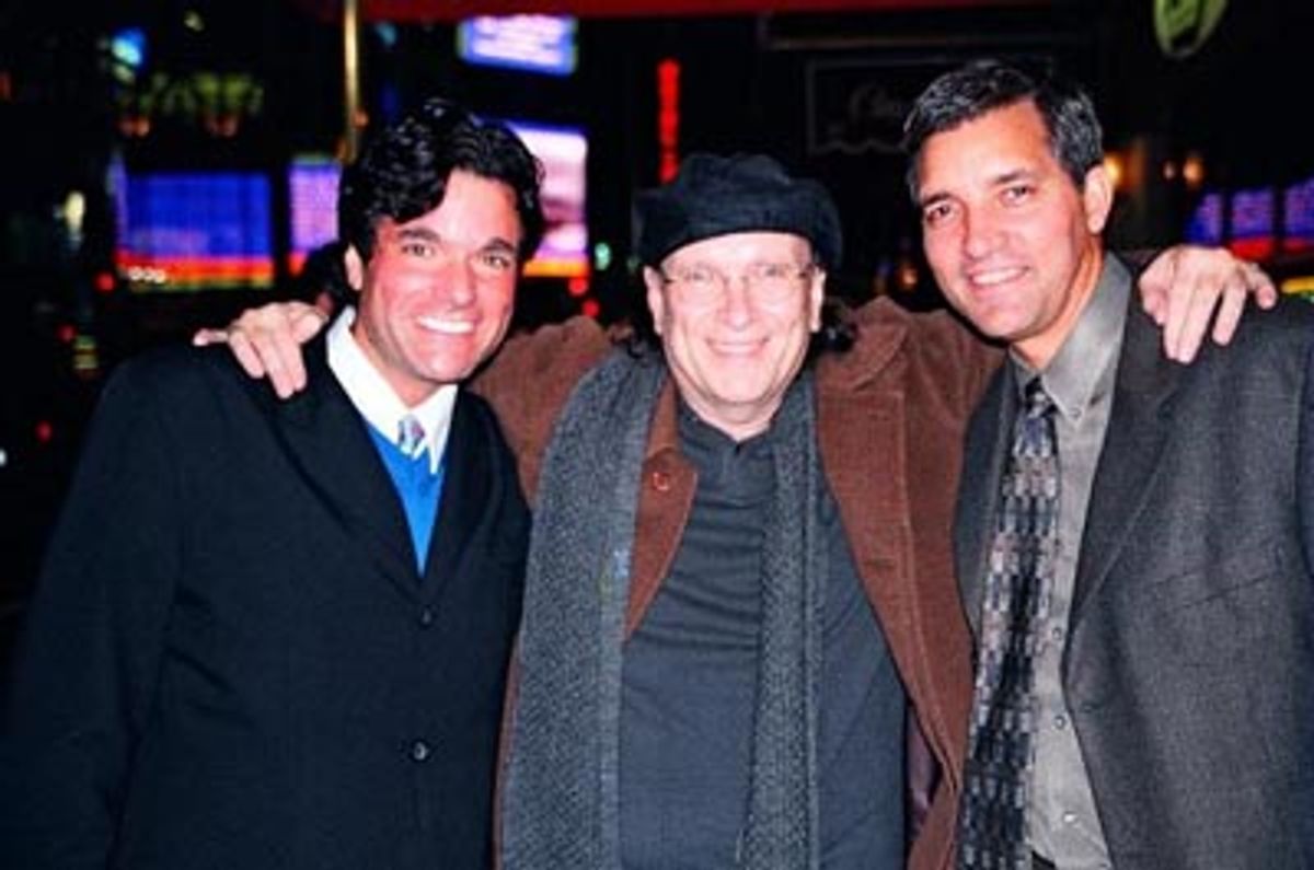 Dale Badway (Production Coordinator - Tony's DiNapoli Restaurant, Public Relations Director - Broadwayworld.com), Mark Schoenfeld and Bruce Dimpflmaier (General Manager - Tony's DiNapoli Restaurant)

  at 
