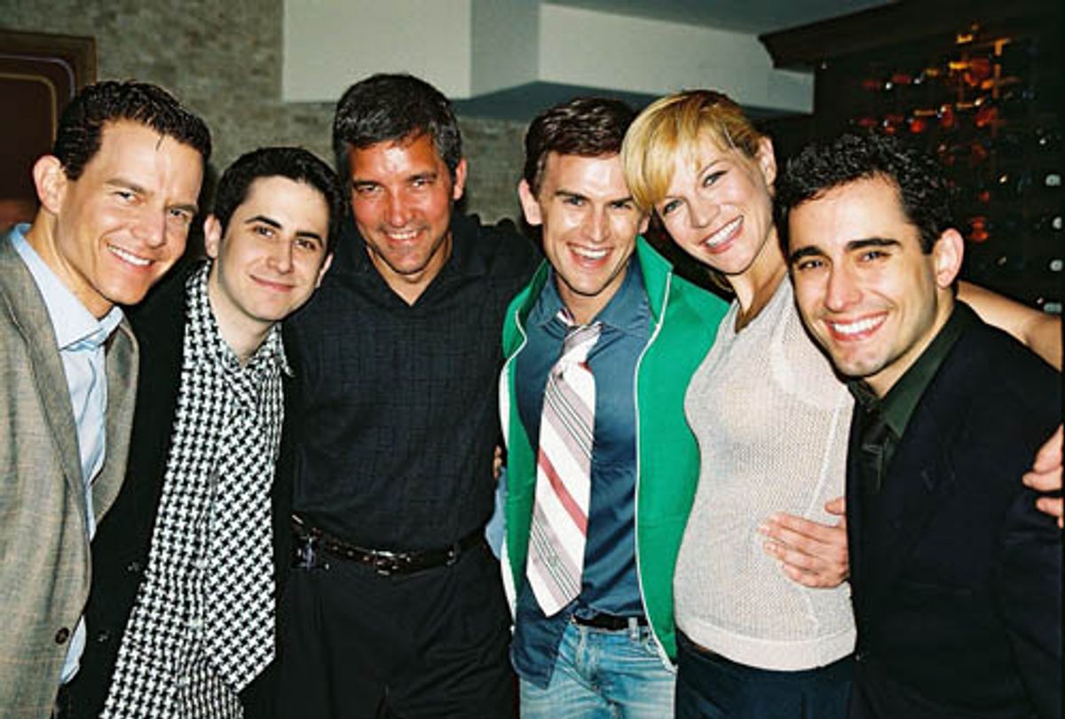 Christian Hoff, Rob Diamond, Tony's DiNapoli Restaurant Manager Bruce Dimpflmaier, Daniel Reichard, Felicia Finley and John Lloyd Young at 