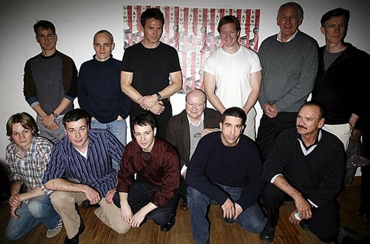 David Schwimmer with the cast including Zeljko Ivanek, Tin Daly, Terry Beaver, Murphy Guyer, Brian Reddy, Ben Fox, Geoffrey Nauffts, Joe Sikora, Tom Nelis, Brian Russell, Michael Quinlan, Robert Devaney and Paul David Story at 