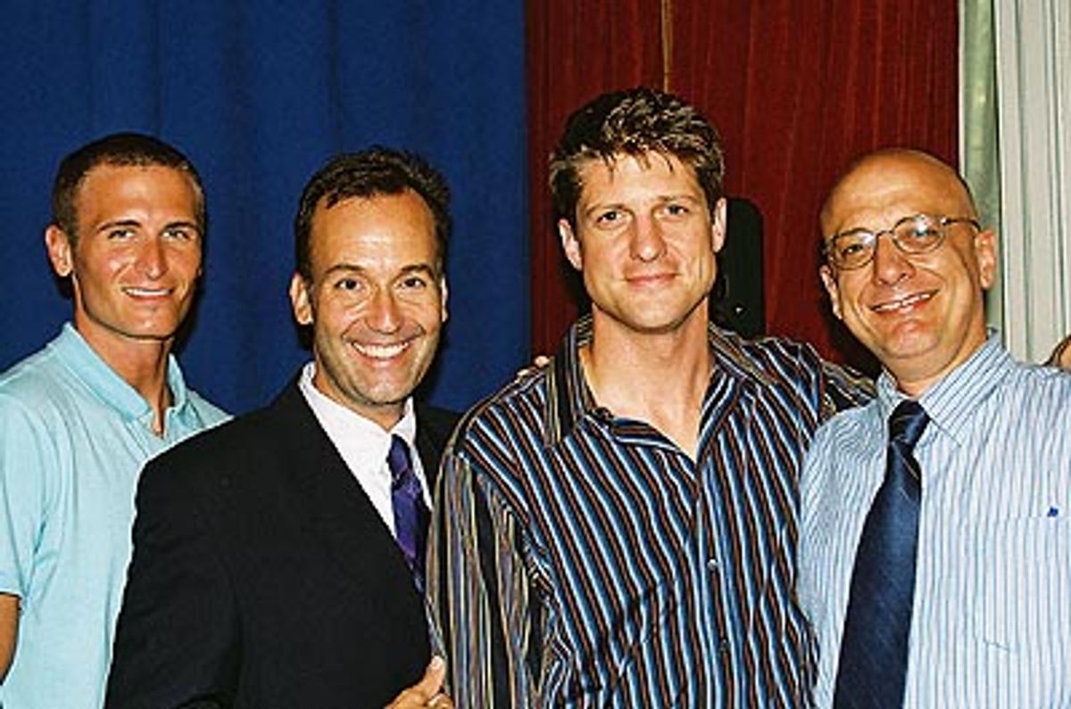 John Hill, Frank Conway (Associate Director of Development, Broadway Cares/Equity Fights AIDS), Christopher and Tom Viola (Executive Director, Broadway Cares/Equity Fights AIDS) at 