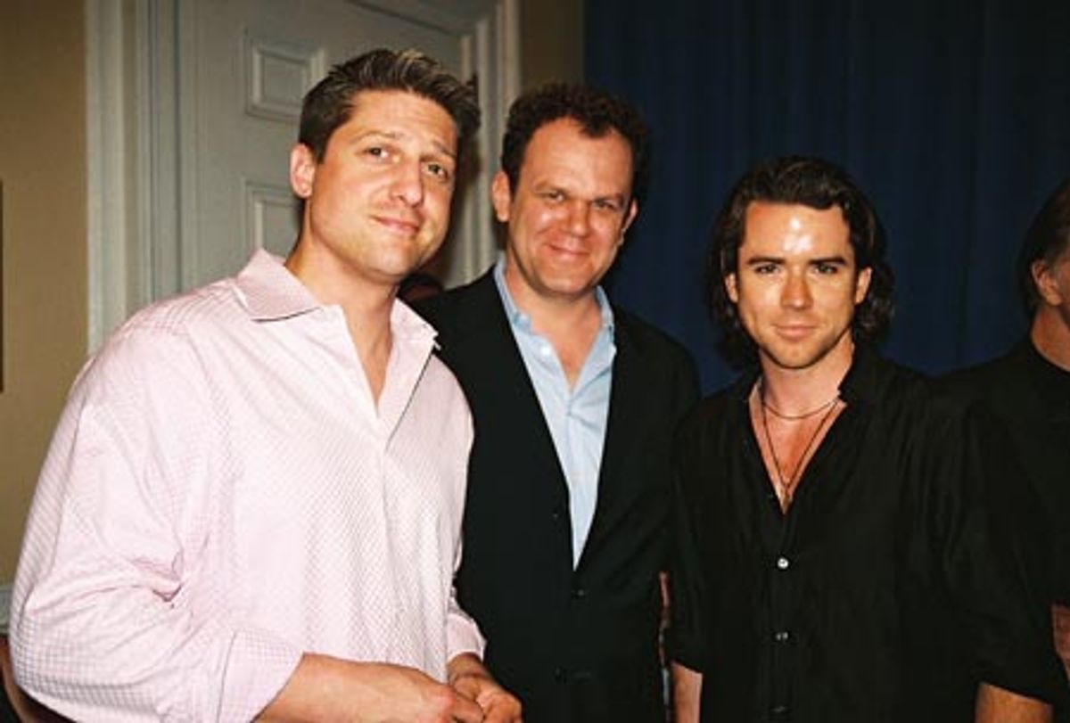 Recipient of the 'Special Civil Rights Award,' Christopher Sieber, Presenter John C. Reilly and Christian Campbell at 