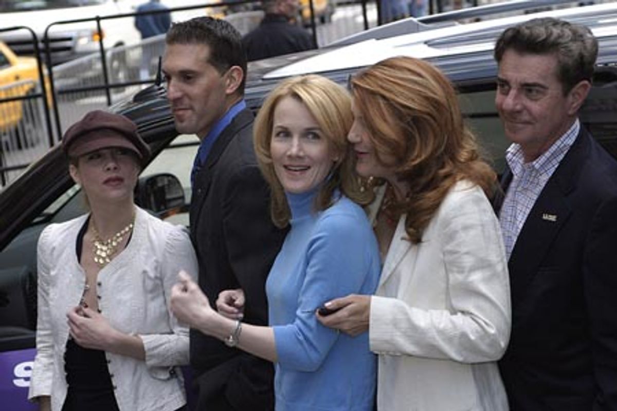 Christina Applegate, SAAB executive, Erin Dilly, Victoria Clark,
and Gary Beach at 