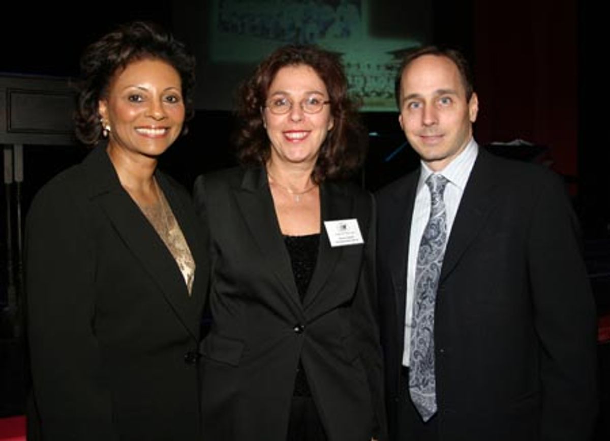 Honoree Leslie Uggams, Amas Musical Theatre Artistic Director Donna Trinkoff and Yankees General Manager (and honoree) Brian Cashman at 