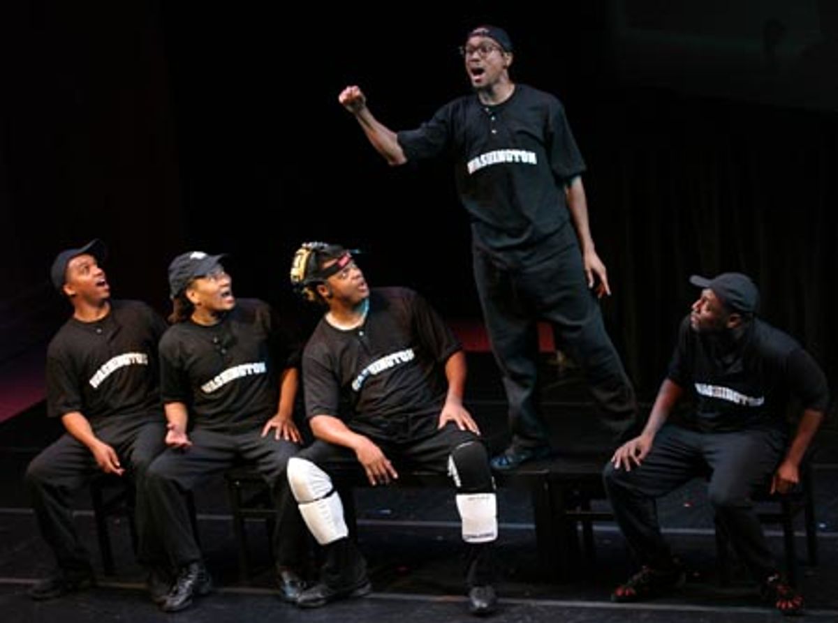 Eris Anthony (standing, as Rocky) thought about 'The Game' at Damn Yankees All Star Concert