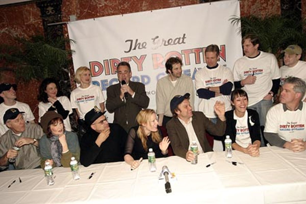 Marty Bell with the cast at Dirty Rotten Scoundrels CD Giveaway