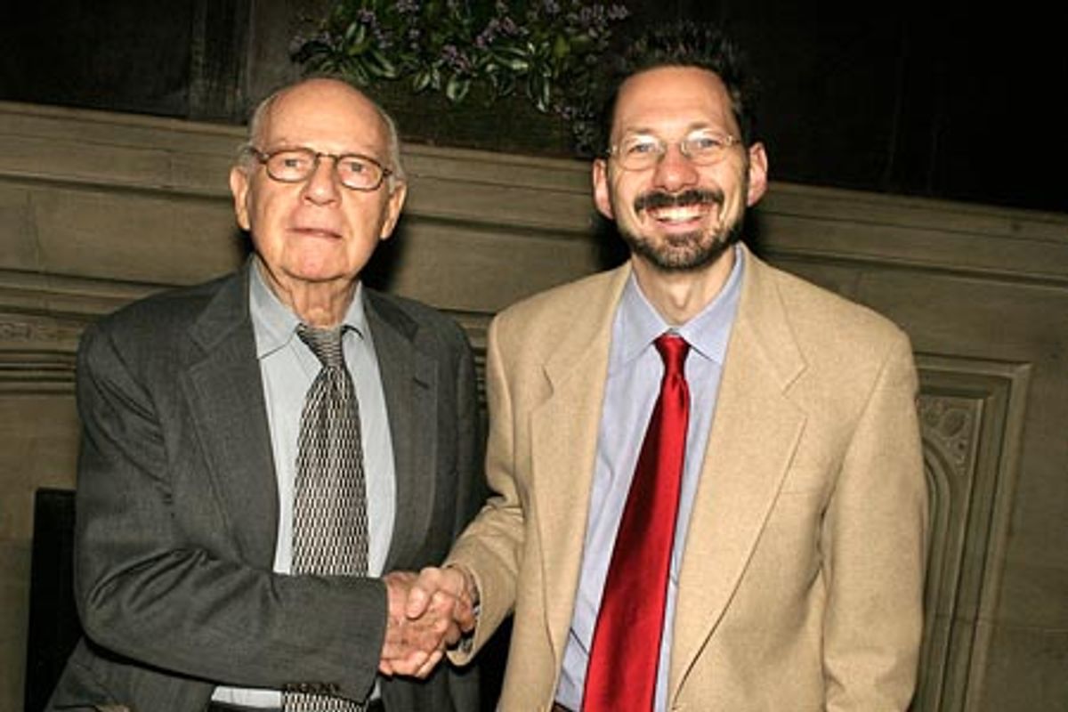 Sam Norkin (Freelance Theatre Artist, Past Drama Desk President) and Backstage's David Sheward (Board of Directors, Nominating Committee) at 