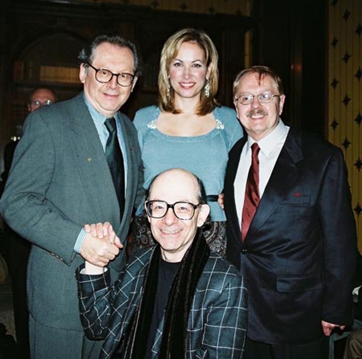 Ettore Strata, record producer, BY MYSELF, Linda Eder, Byron Olsen and seated John Meyer, Song Writer, Author, Former Garland Beau at 