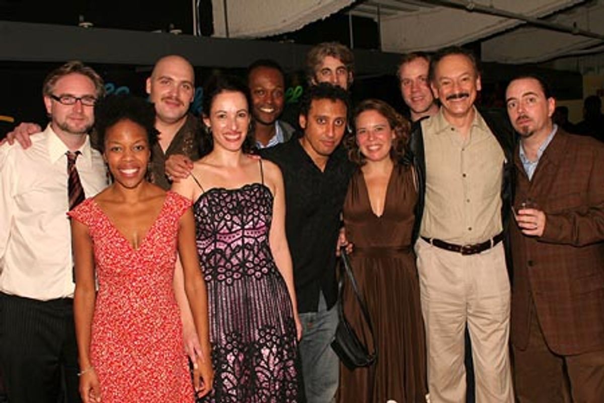 Cast & Creative Team Vern Thiessen (Playwright), Nilaja Sun, Glenn Fleschler, Melissa Friedman, Godfrey Simmons, Aasif Mandvi, Zak Berkman (Producer), Sarah Winkler, James Wallert, and Shawn Elliott, and Ron Russell (Director) at 