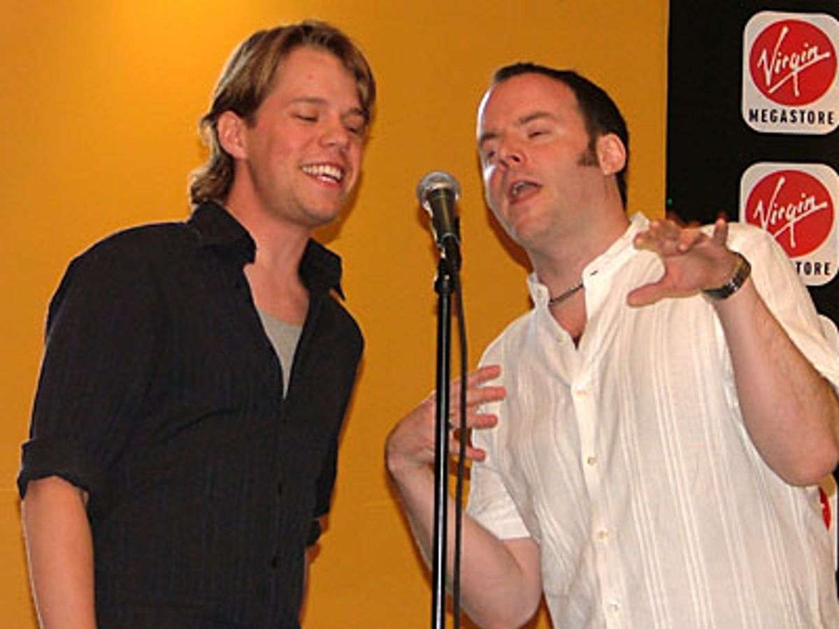 Benjamin and Joe at NYMF's 'Feeling Electric' Performs At Virgin Megastore