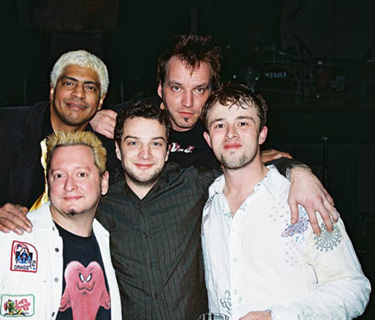 The Band - Bottom Left, David Nehls (Keyboard and Musical Director), Top Left, David Matos (Guitar), Euan, Top Right, Oliver Hofer (Bass) and Bottom Right, Chris Jago (Drums) at 