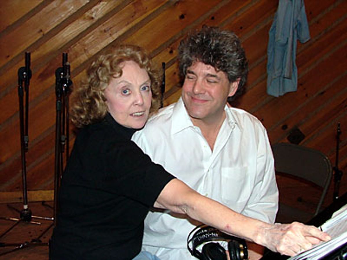 Finian's director (and Irish Rep's Artistic Director), Charlotte Moore
goes over some last minute notes with Jonathan Freeman
 at 