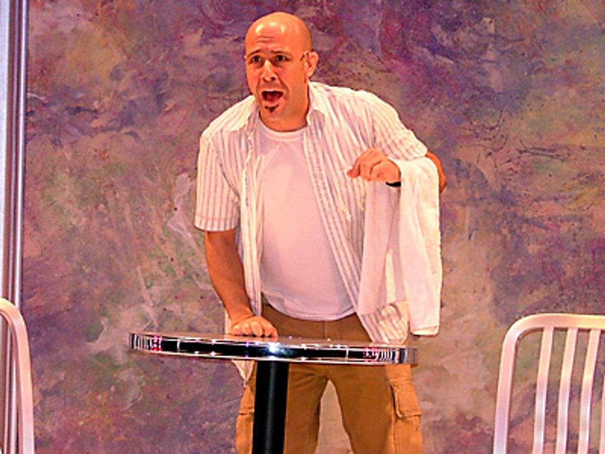 Jeff portrays a waiter at a german restaurant. at 