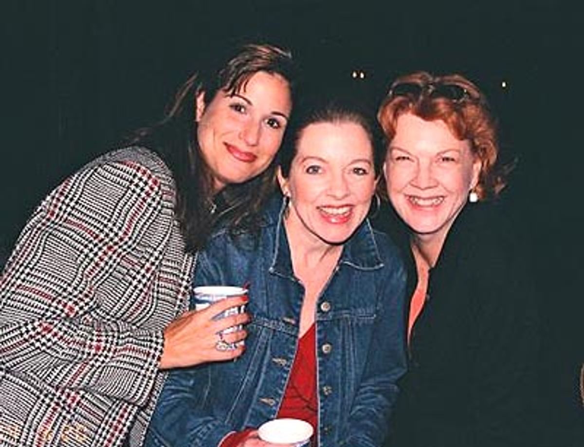 
Stephanie, Isabel and Beth Fowler from The Boy from Oz take a coffee break backstage at the Booth Theater.  at 