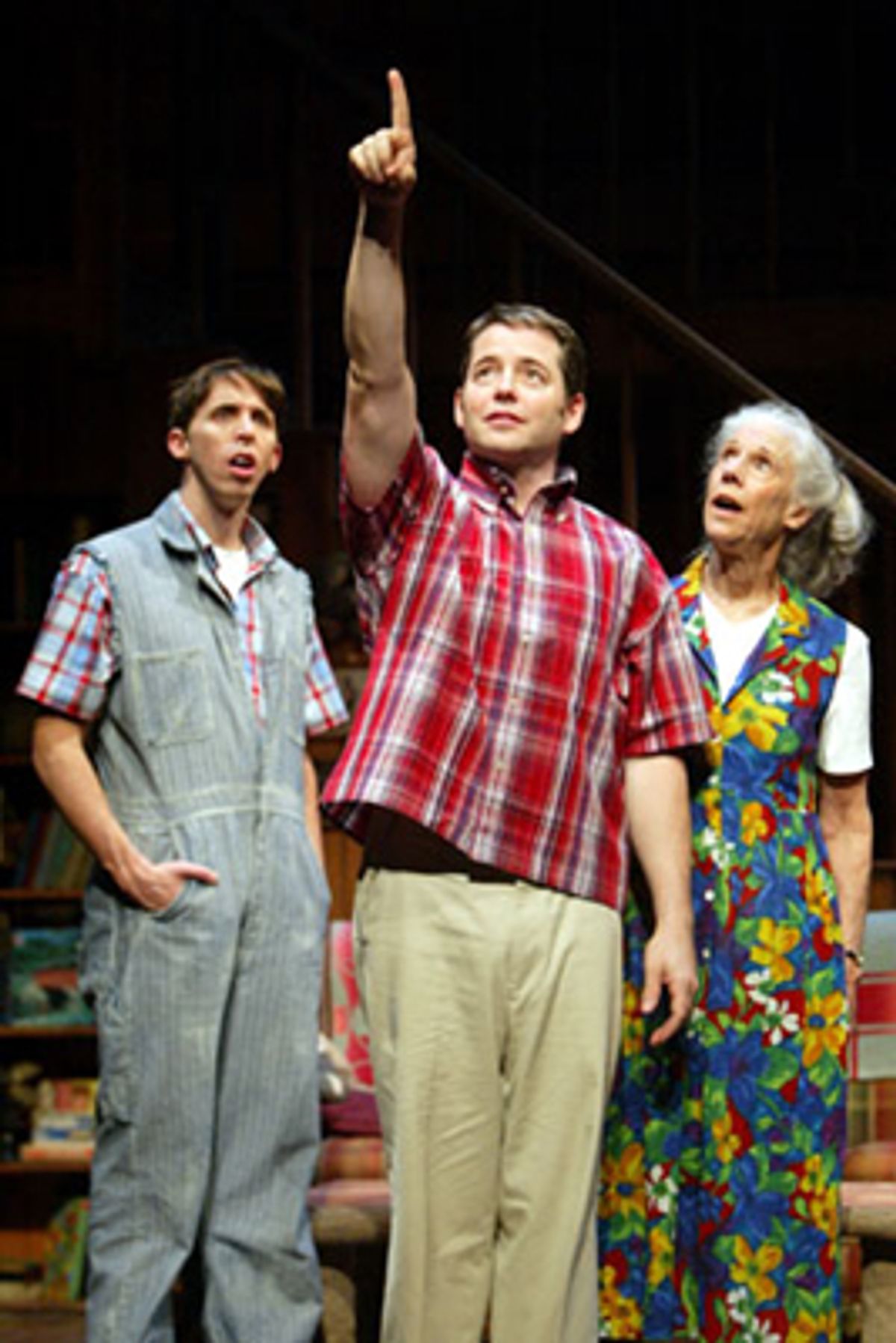 (l-r) Kevin Cahoon, Matthew Broderick and Frances Sternhagen  at 