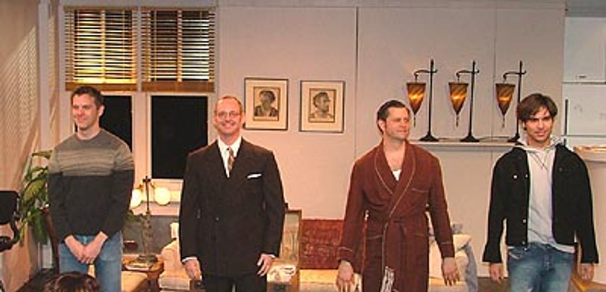 108 Waverly's Curtain Call with Patrick Porter (Chris),
Jamie McGonnigal (Matthew), Chris Weikel (Brian) and Alexander Quiroga (Robbie)  at 