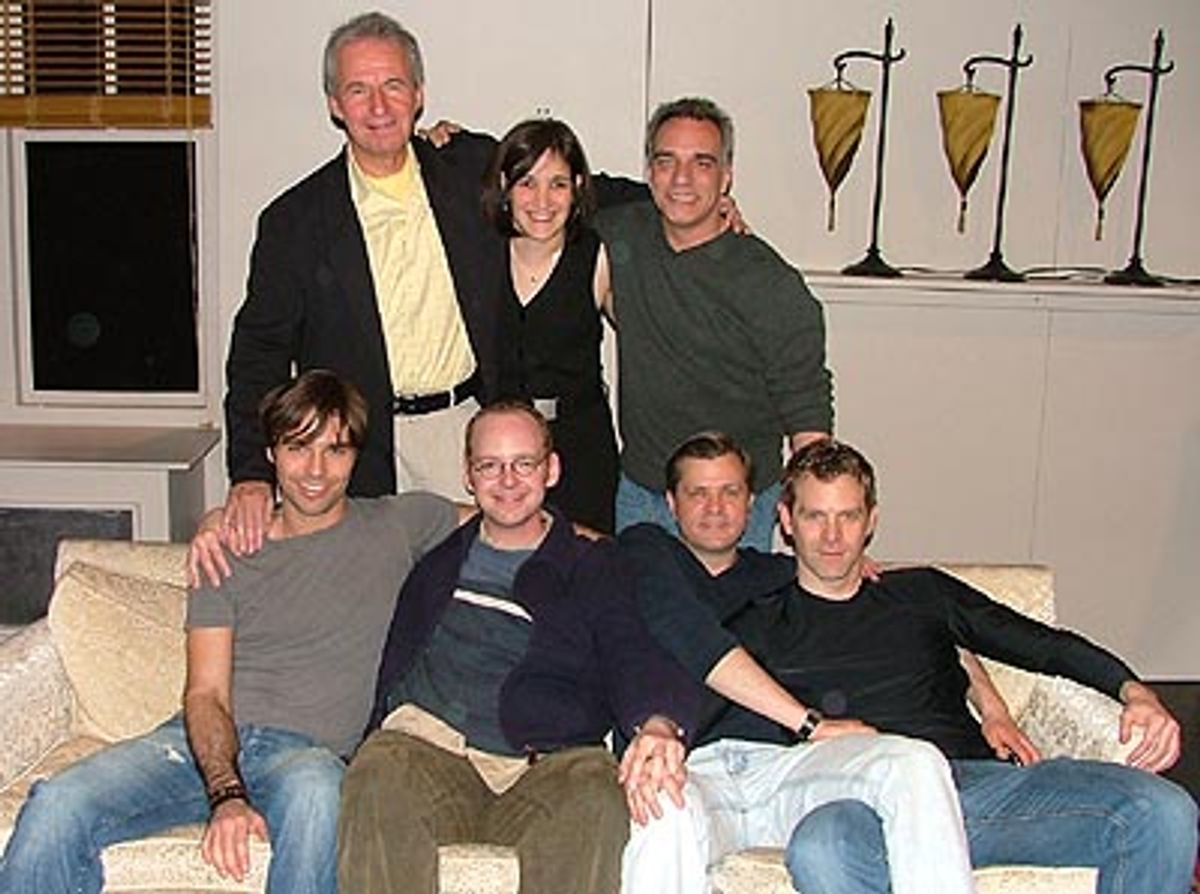 (top l-r) 108 author Dan Clancy, with composer Lynn Portas and Director Sam Viverito.
(bottom l-r) performers Quiroga, McGonnigal, Weikel and Porter  at 