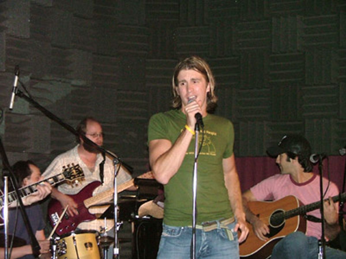 Gavin Creel and his band rehearsing at 