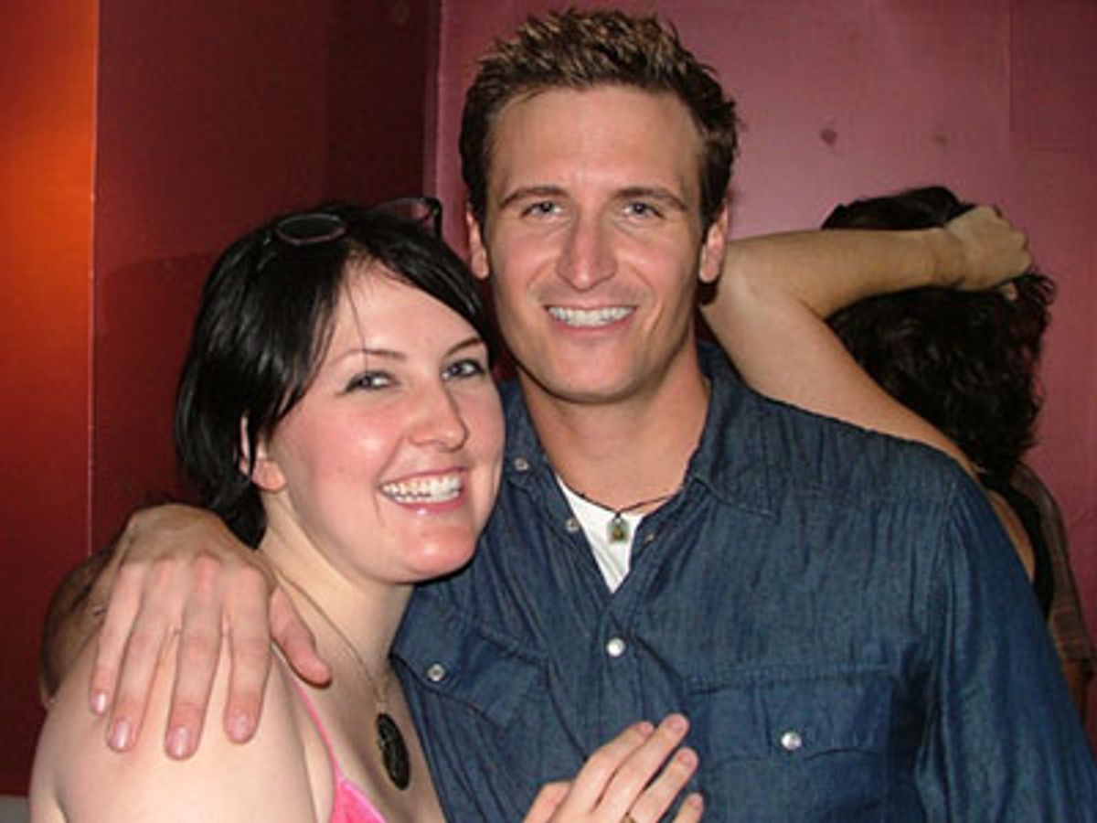 A 'family' reunion: Natalie Joy Johnson and John (who played
sister and brother in 'Bare' at 