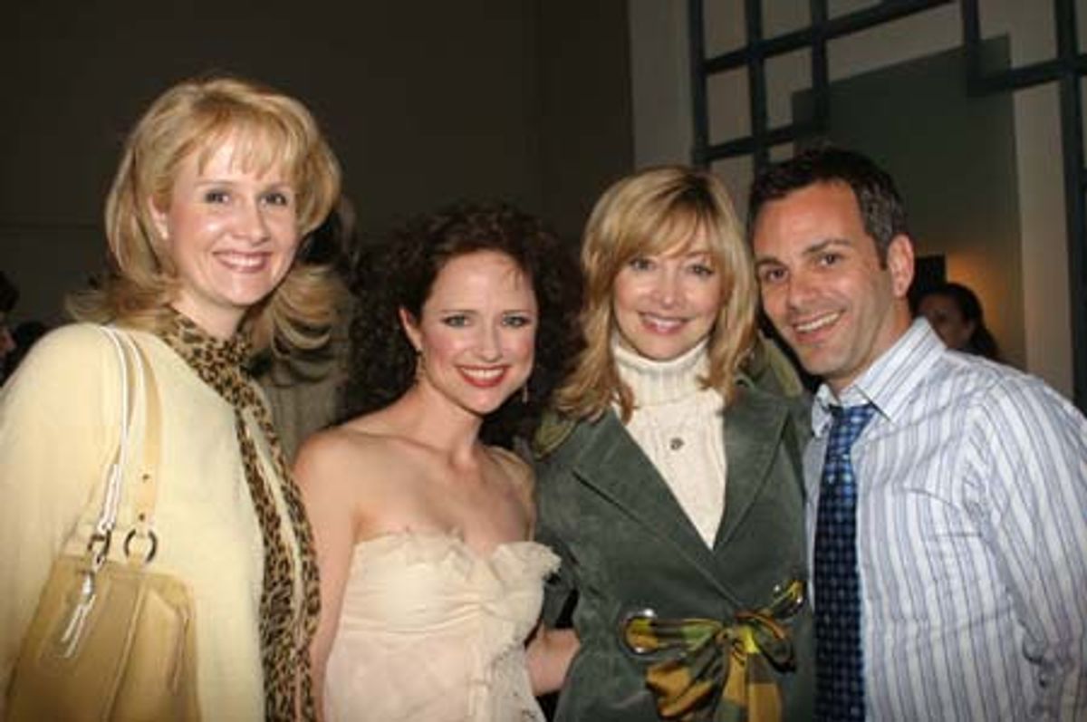 Tracy Powell, Jean Louisa Kelly, and Sharon Lawrence with one very lucky fellow at 