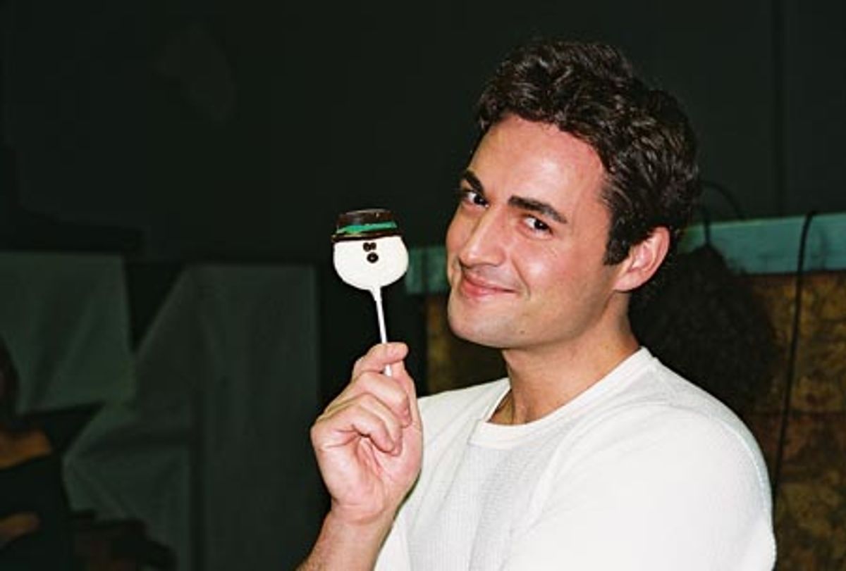 Max poses with a holiday-themed lollipop made by BroadwayWorld's own Linda Lenzi at 