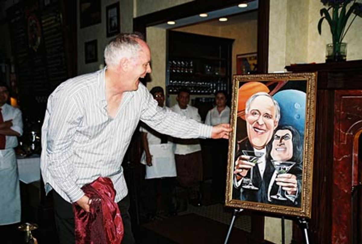 John Lithgow unveiling his painting  at 