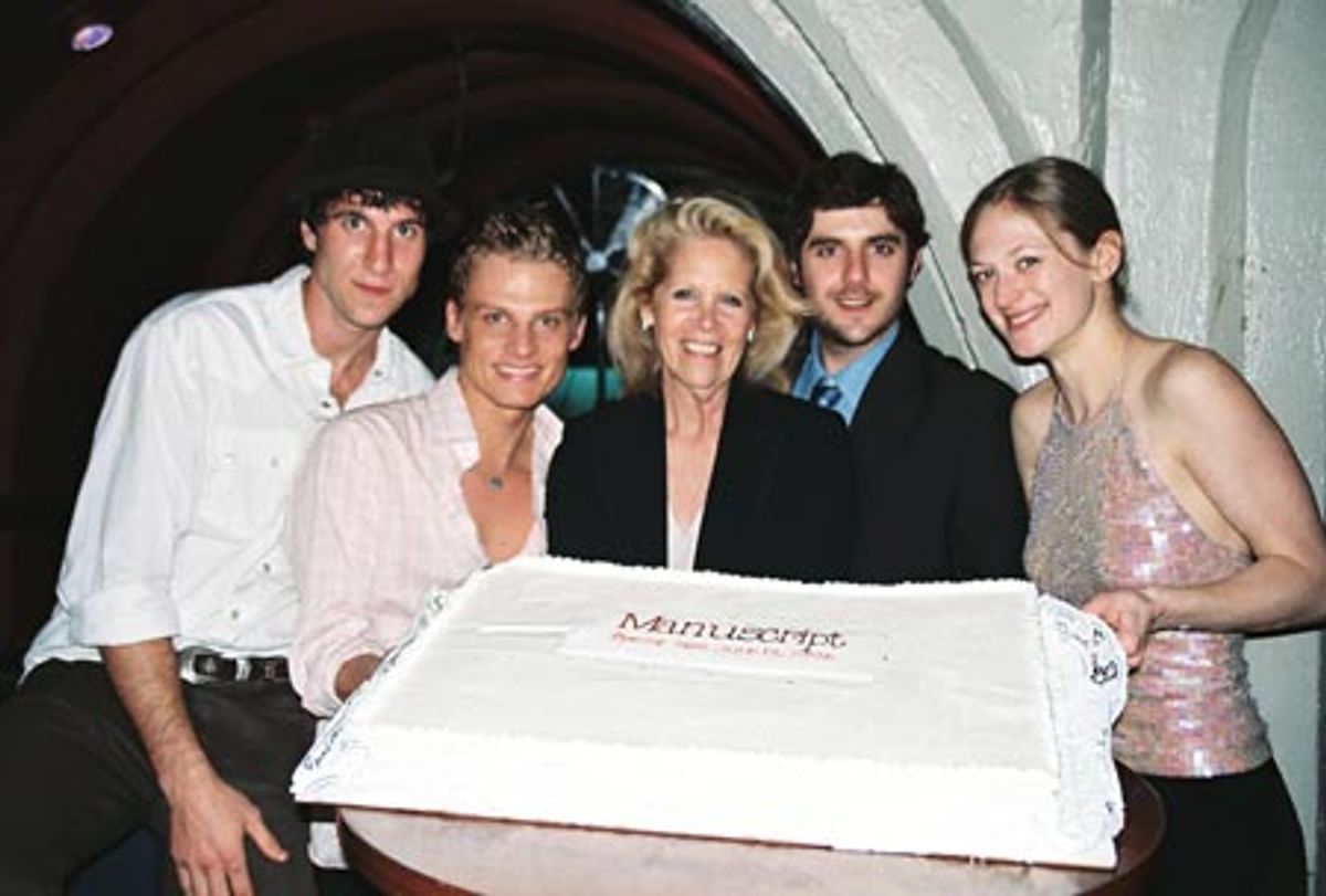 
Pablo Schreiber, Jeffrey Carlson, Daryl Roth, Paul Grellong and Marin Ireland celebrate with some opening-night cake!  at 