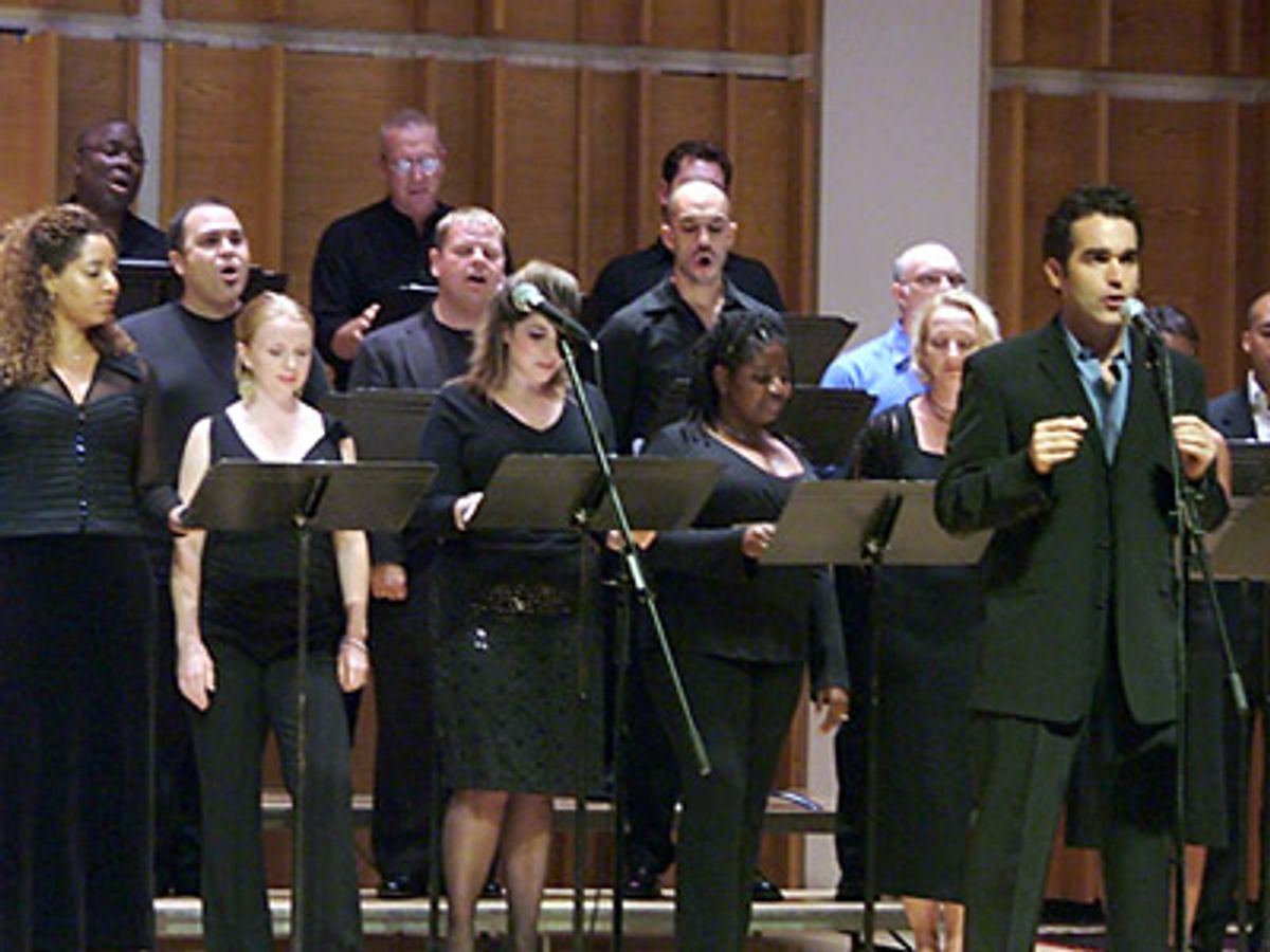 backed by a powerful chorus at 