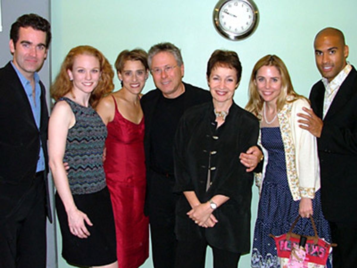 Brian d'Arcy James, Jennifer Hope Wills, Judy Kuhn, Alan Menken,
Lynn Ahrens, Kerry Butler and Josh Tower at 