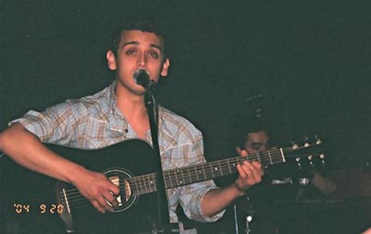 
Michael Longoria, strutting his stuff as singer-songwriter  at 