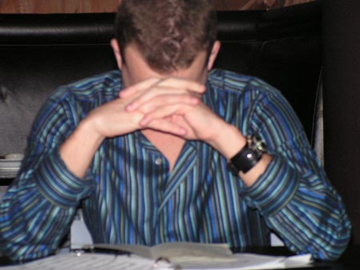 Musical director Matt Richardson reviewing before the show  at 