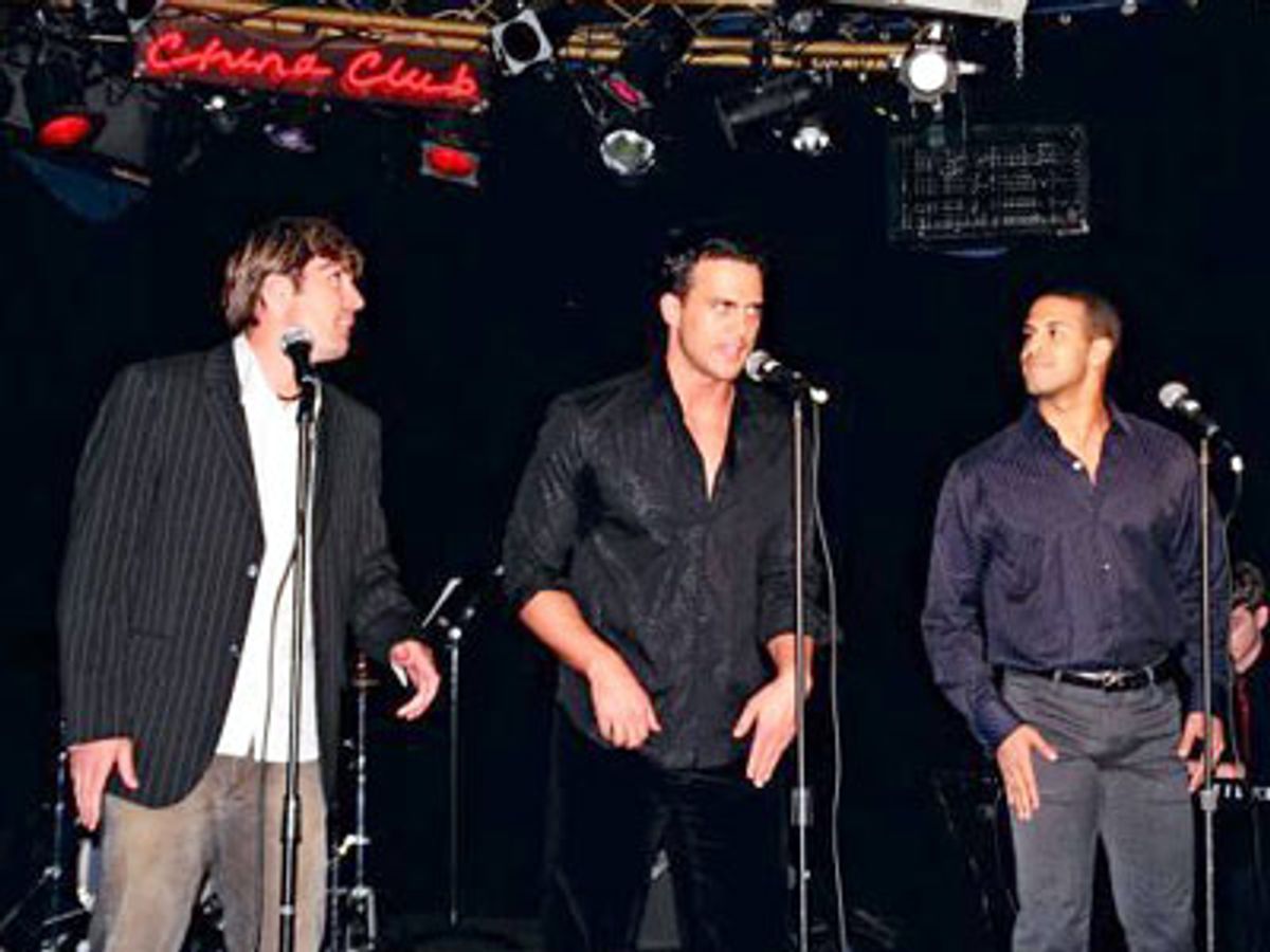 Bob Gaynor, Cheyenne Jackson and Jody Gaynor perforn the
opening song 'New York, New York' from On The Town. at 