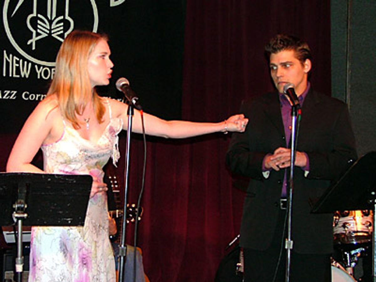 Reprising their UK Bat Boy roles, Emma Williams (Shelley Parker)
and Deven May (Bat Boy) sing 'Mine All Mine' - a song that had
its American debut at BroadwayWorld's Standing Ovations 2 at 