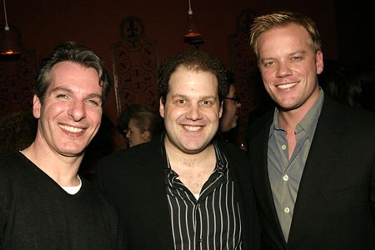 Robert Witherow (Ave Q Stage Manager), Jordan Gelber, and Jason Moore at 