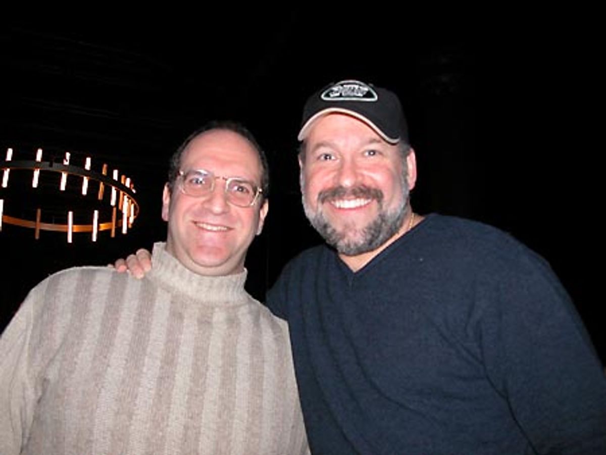 
Two of the composers in the audience - Neil Berg (whose music will
be presented at Joe's Pub in May) and Frank Wildhorn at 