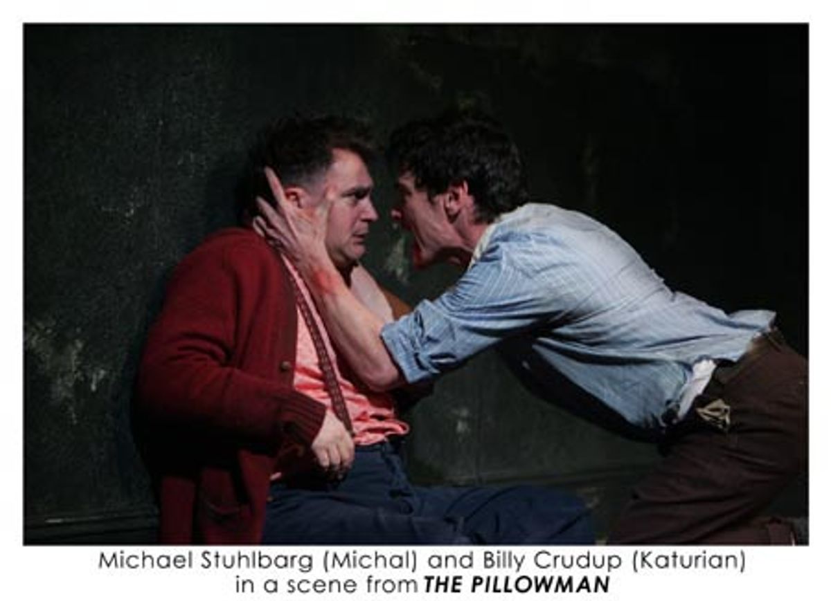 Michael Stuhlbarg (Michal) and Billy Crudup (Katurian) in a scene from THE PILLOWMAN. at 
