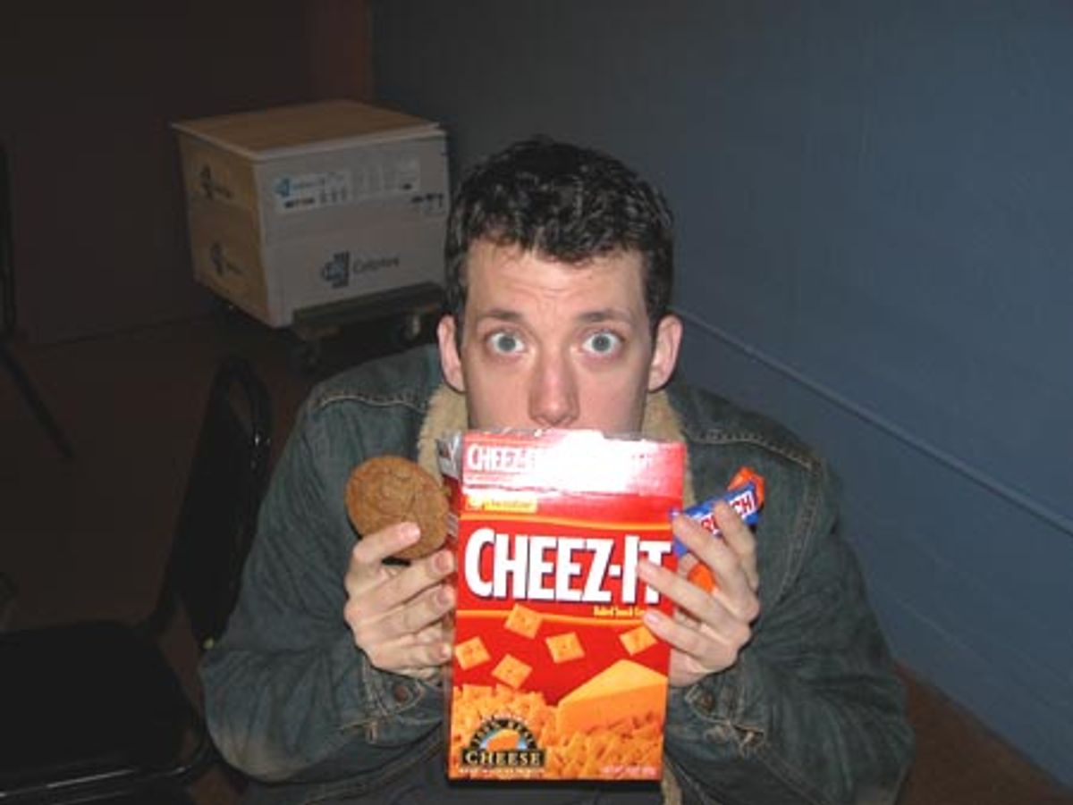 John Tartaglia stopping for a snack on his way into Sunday's
sitzprobe... at 